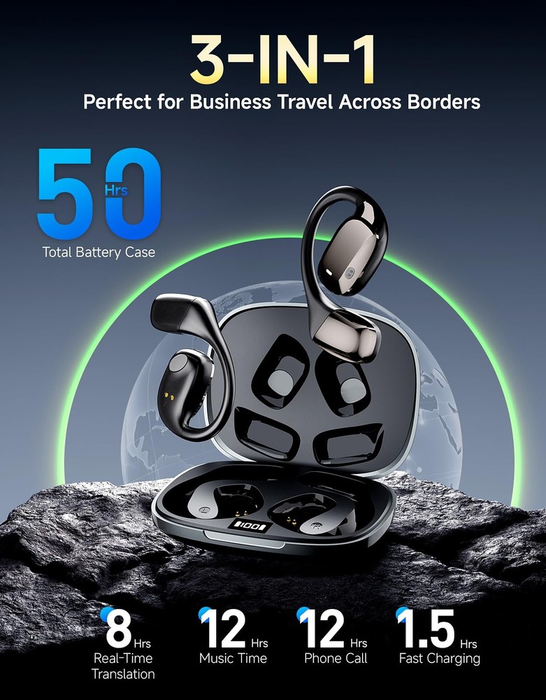AI Translation Earbuds Real Time Interpretation– 144 Language Translator Devi...