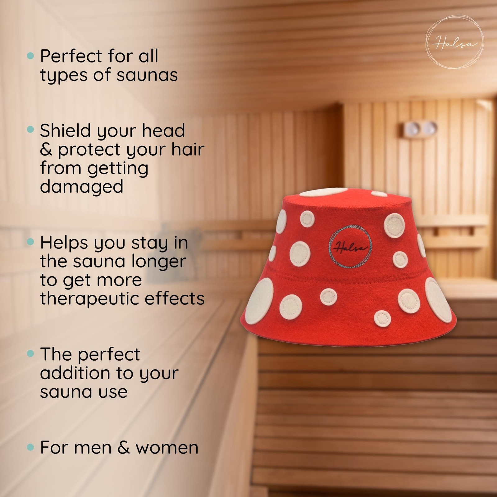 Halsa Sauna Hat, Natural Wool Cap for Men & Women, Mushroom - Eco-Friendly, I...