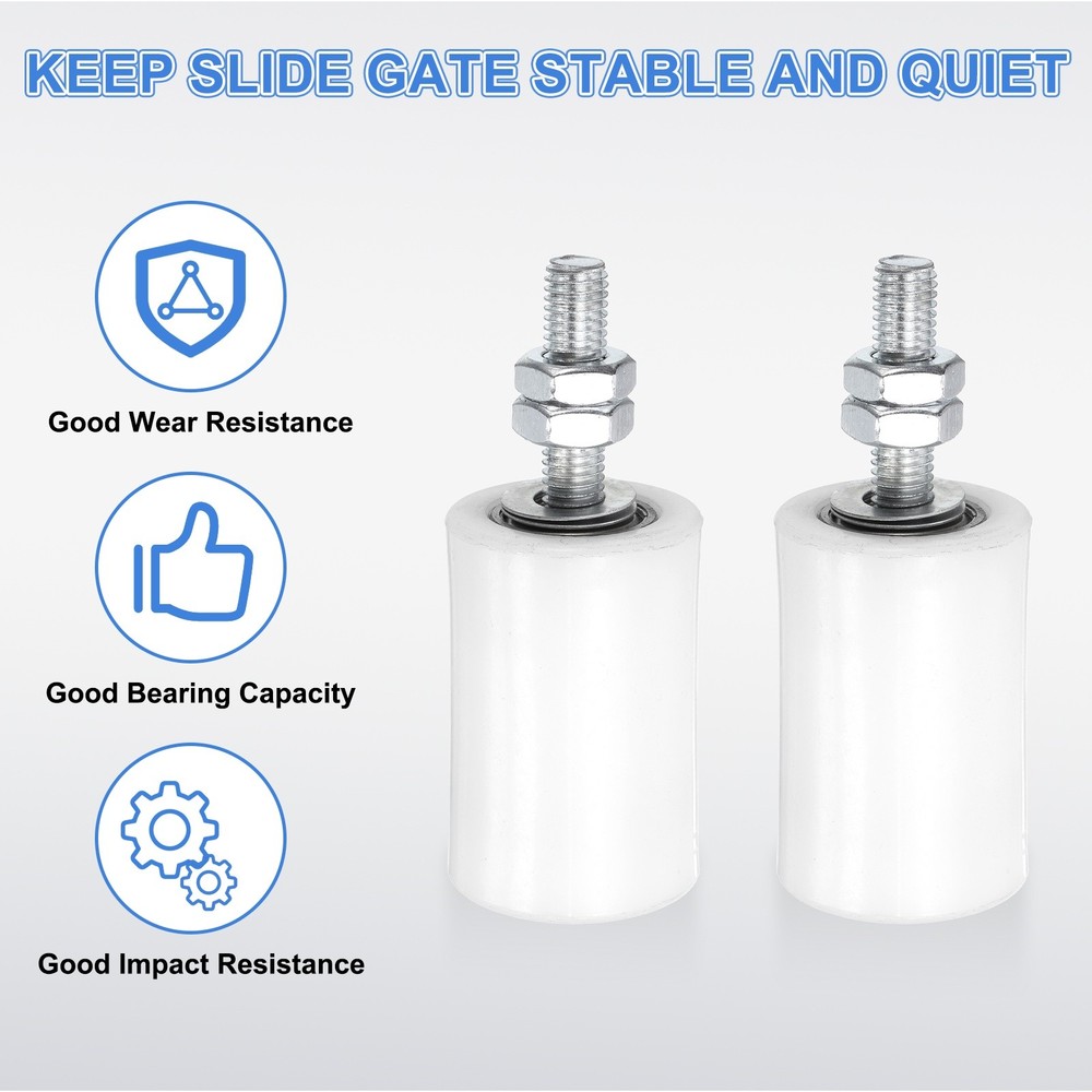 8Pcs Slide Gate Guide Roller, 1-5/8"x2-3/8" Nylon Sliding Gate Support, White