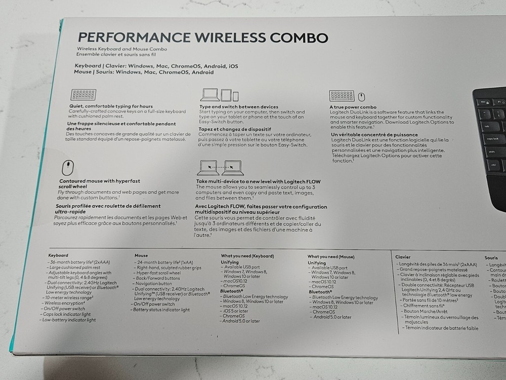 Logitech MK850 Performance Wireless Keyboard Mouse Combo Unifying USB K850 M720