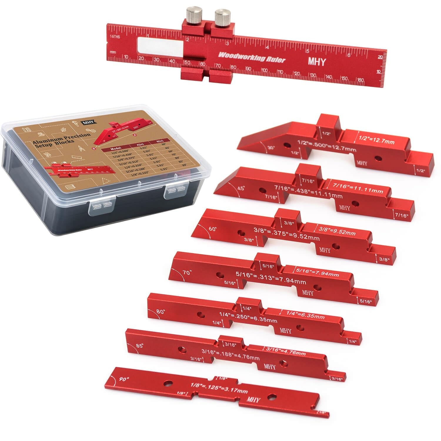 Precision Router Table Setup Blocks - 8PCs Aircraft Aluminum Height/Depth/Ang...