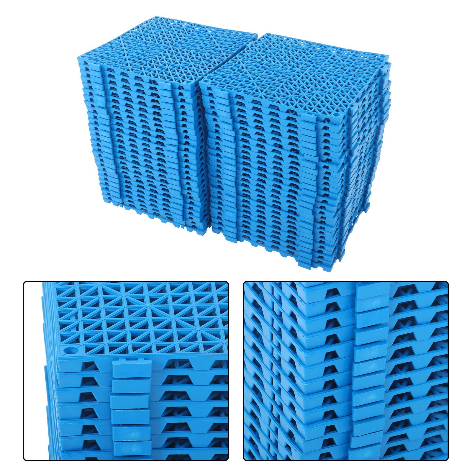50PCS 12 x 12in Interlocking Drainage Floor Tiles Modular Interlocking Tile Blue