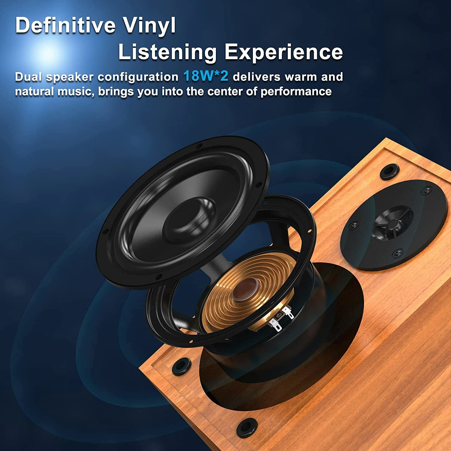 Vinyl Record Player Wireless Bluetooth Turntable HiFi System Magnetic Cartridge