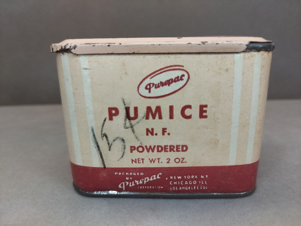 Vintage Tin Purepac 2oz Tin Powered Pumice