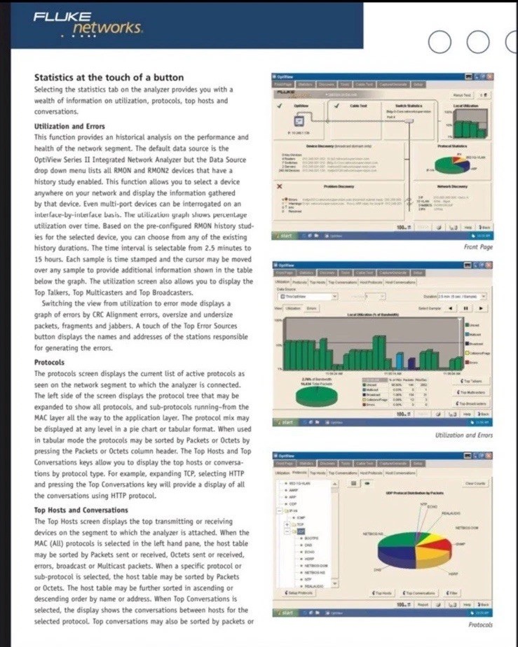 Fluke Network Optiview Series II Integrated Network Analyzer Excellent Condition