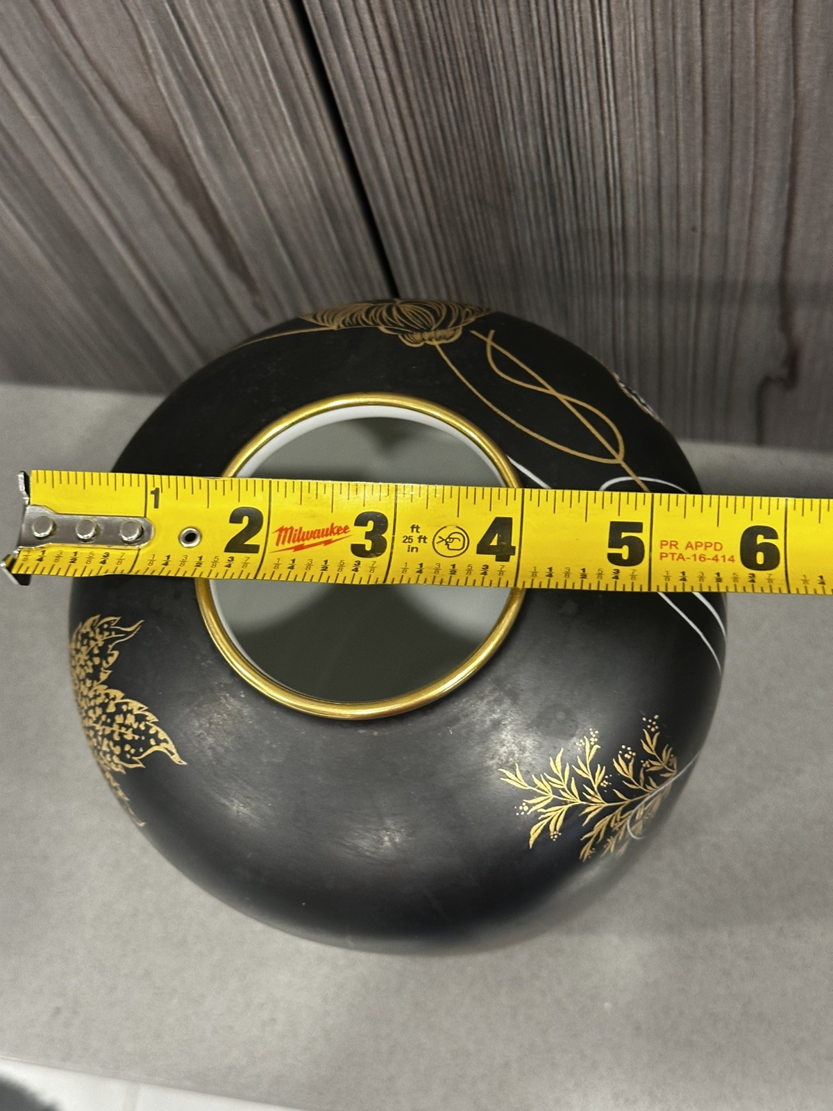 Rosenthal Studio Line Malvacea Porcelain Vase Black Gold Floral Germany 9”Modern