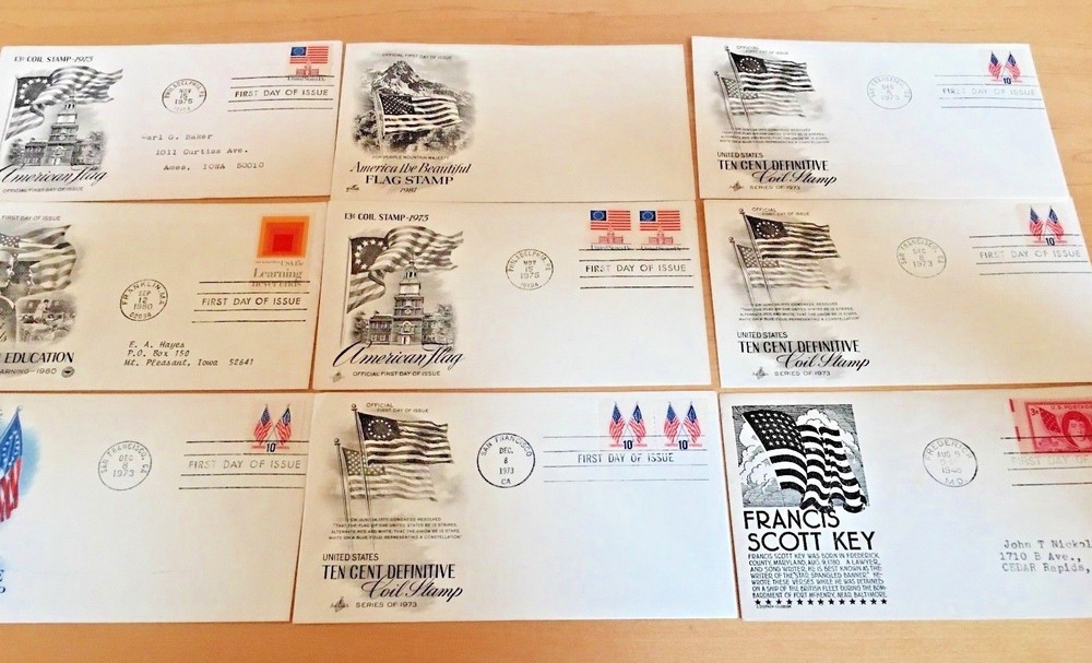 9  AMERICAN FLAG   POSTAL COVERS