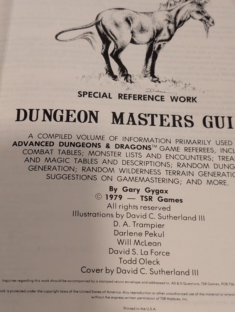 Advanced Dungeons & Dragons Dungeon Masters Guide 1979 4th Printing D & D Nice!