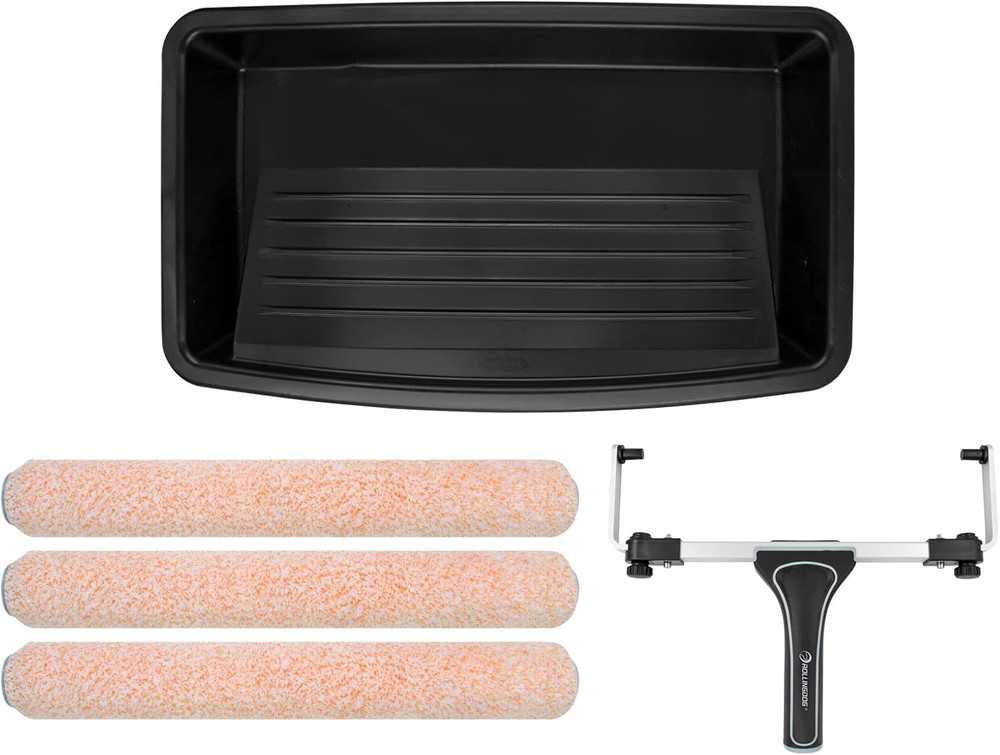 18" Paint Roller Kit - 5PC Set with Microfiber Sleeves & Tray