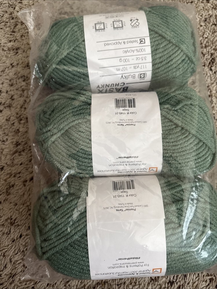 Premier Basix Chunky Yarn-Sage - 3 Pack