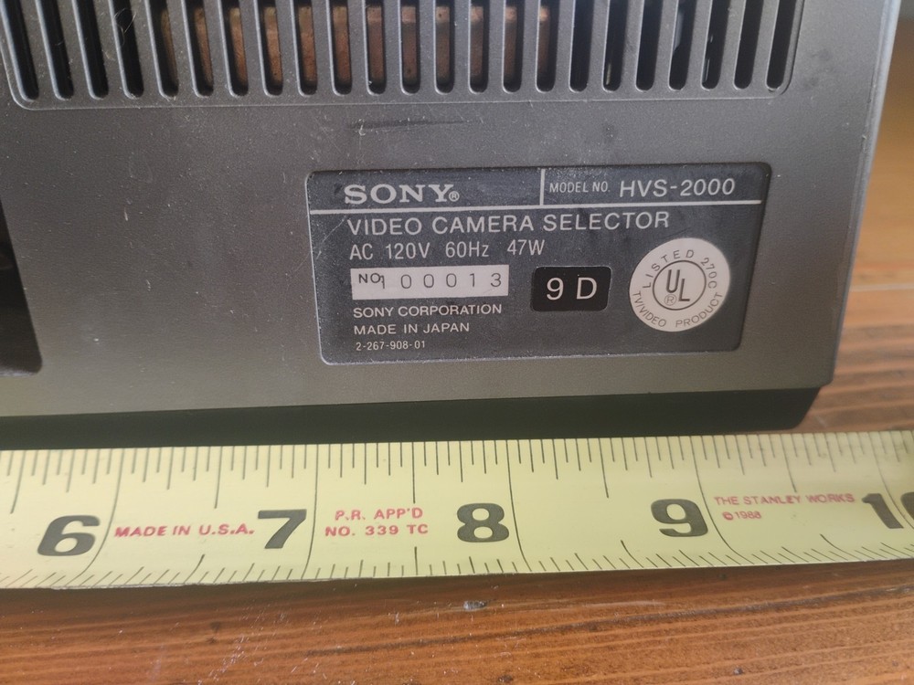 Sony Video Camera Selector -HVS-2000 Powers On Untested