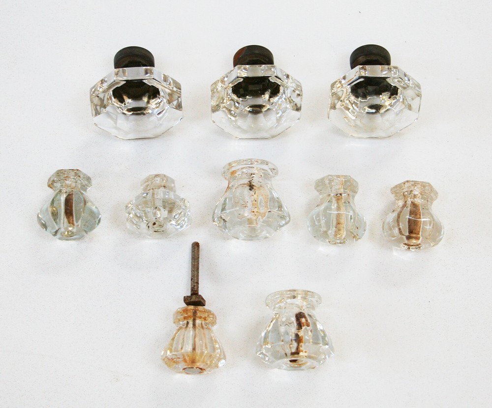 Antique Glass Knobs, assorted, for parts