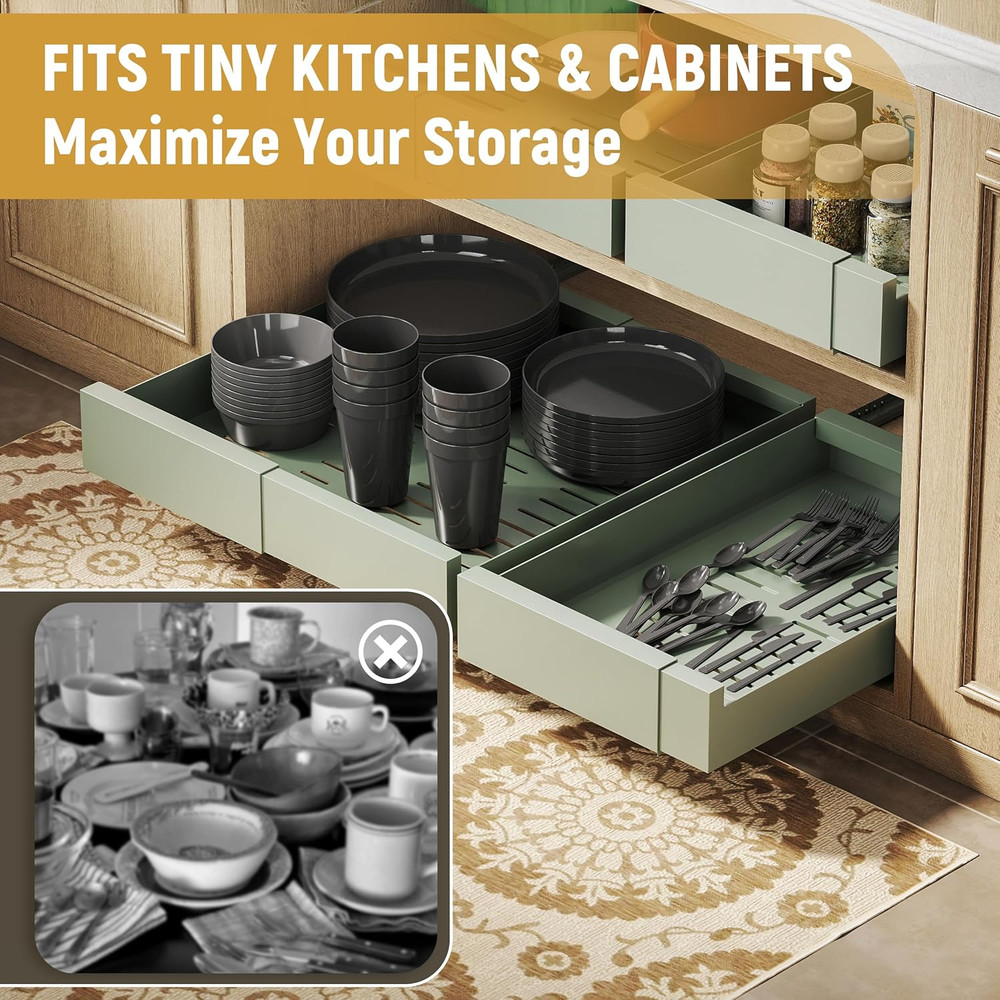 40 Piece Apartment Essentials Dinnerware Set, Stackable Space-Saving Plates & La