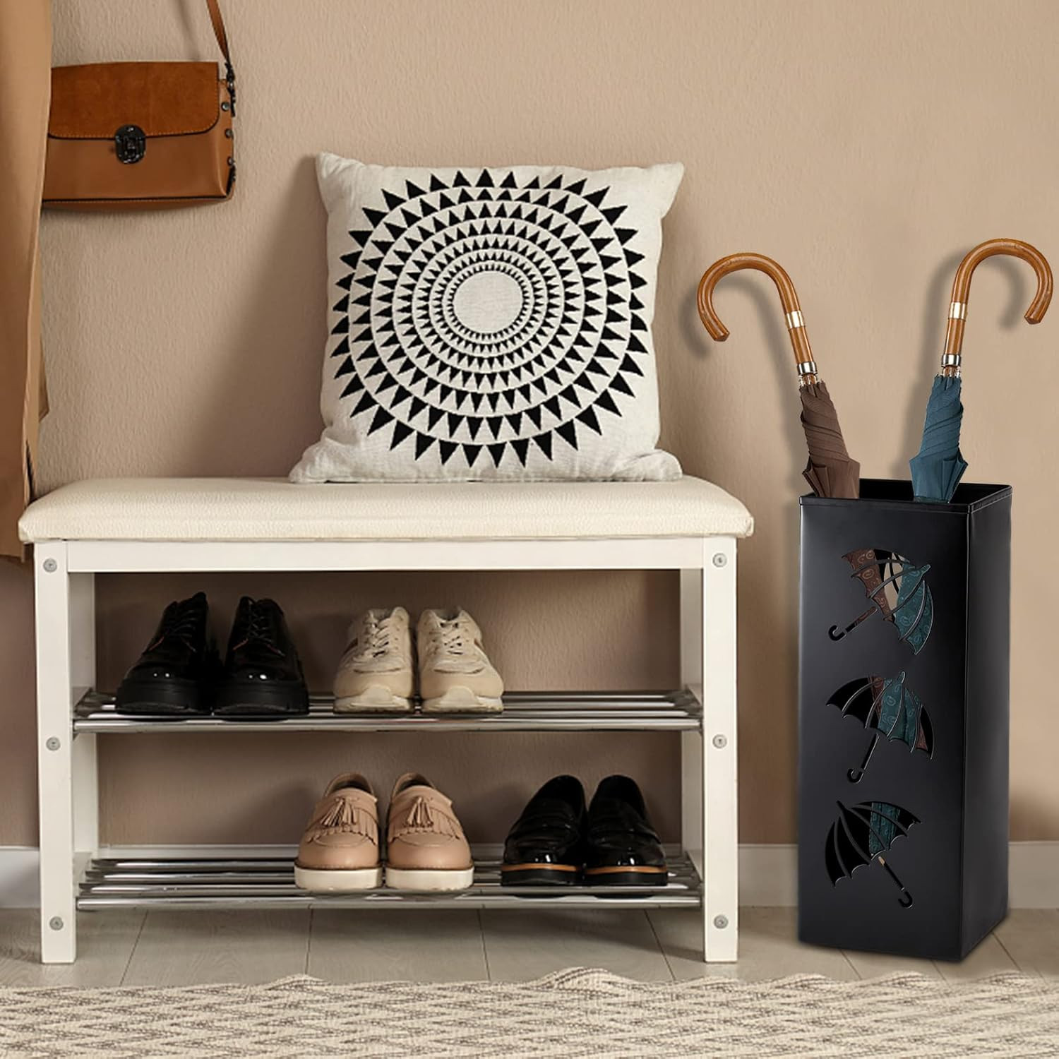 Okllen Metal Umbrella Holder Square Umbrella Stand Rack for Entryway 6.3 x