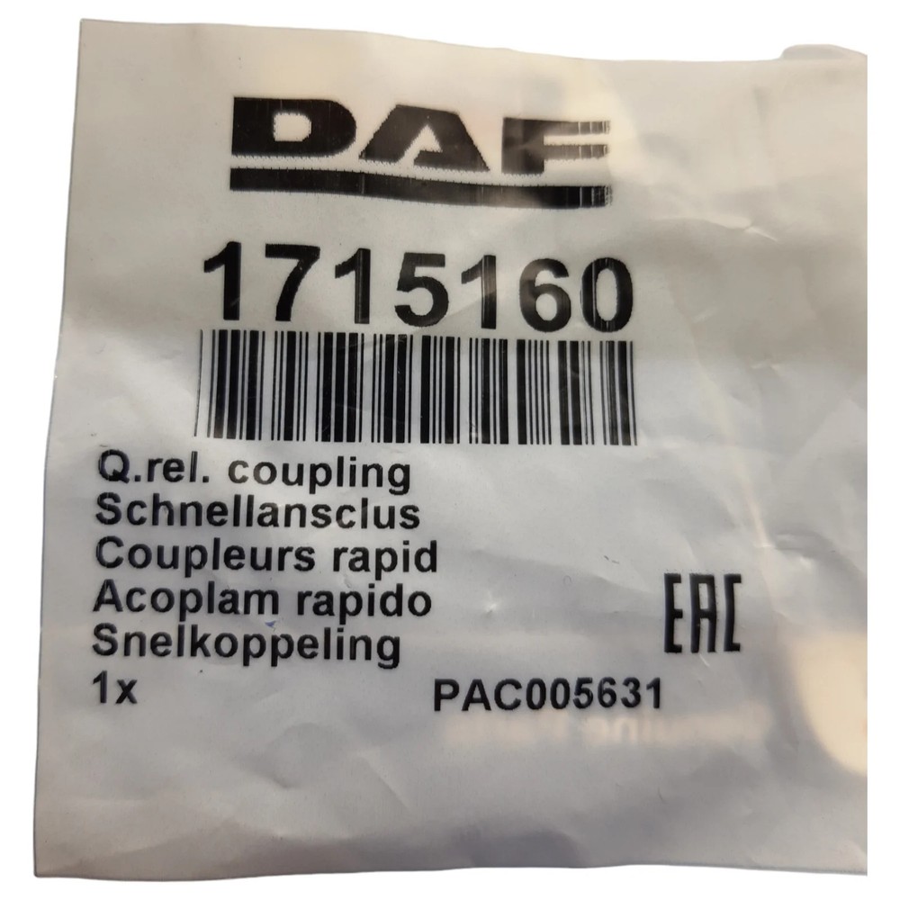 Genuine DAF CF/LF Quick Release Coupling 1715160 – VIN Required