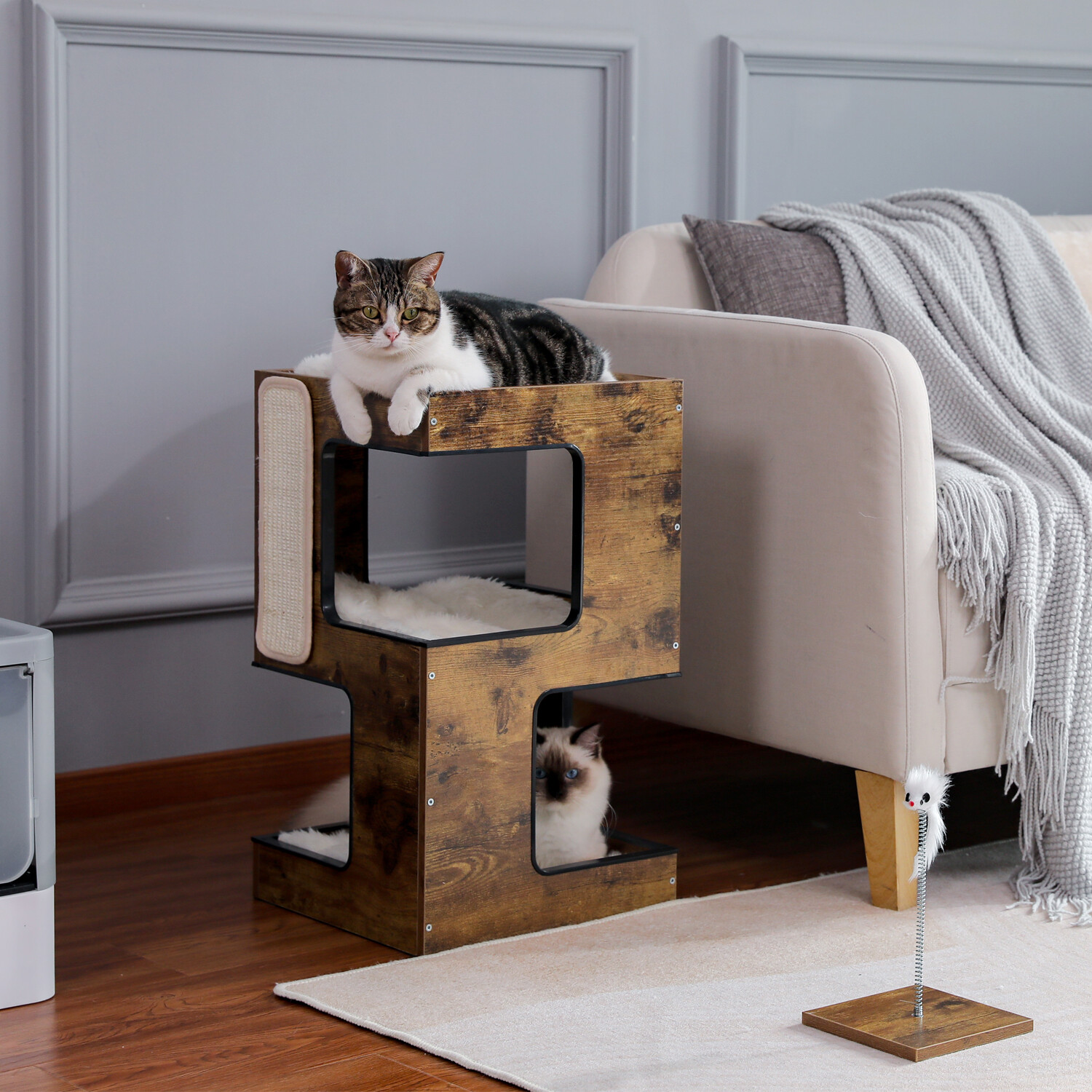 Pawz Road Cat Tree Tower Bedside Tables Condo House Bed Scratcher Furniture Toys