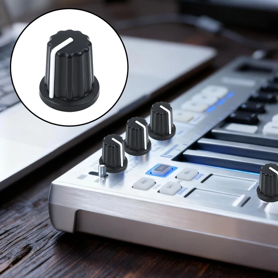 12 Pcs 6mm D Type Potentiometer Control Knobs - Black Plastic Rotary Knobs for P