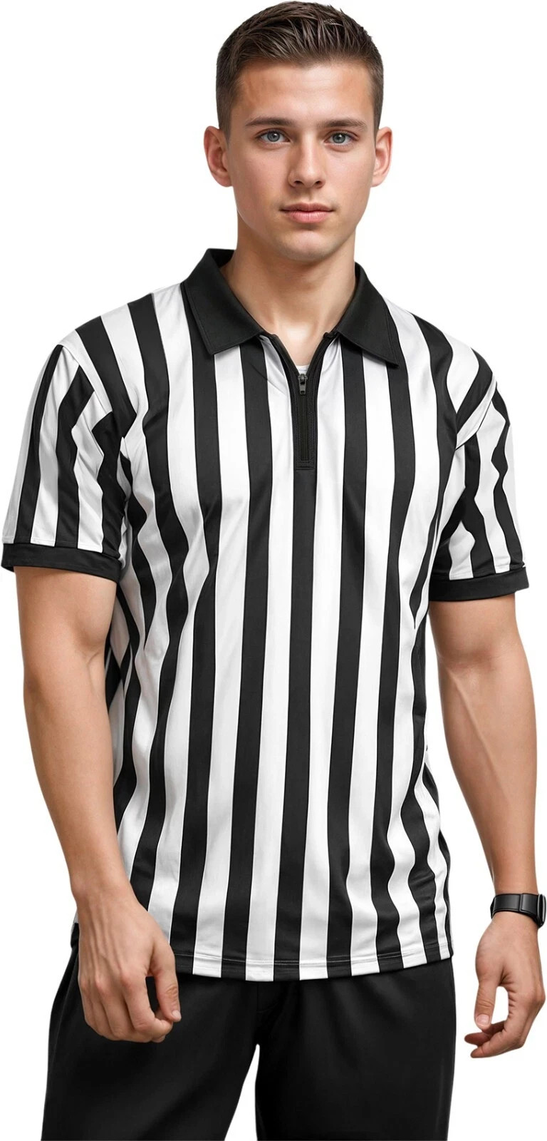 Exxact Sports Referee Shirt Men, Athletic Fit Basketball Referee Shirt for Sport