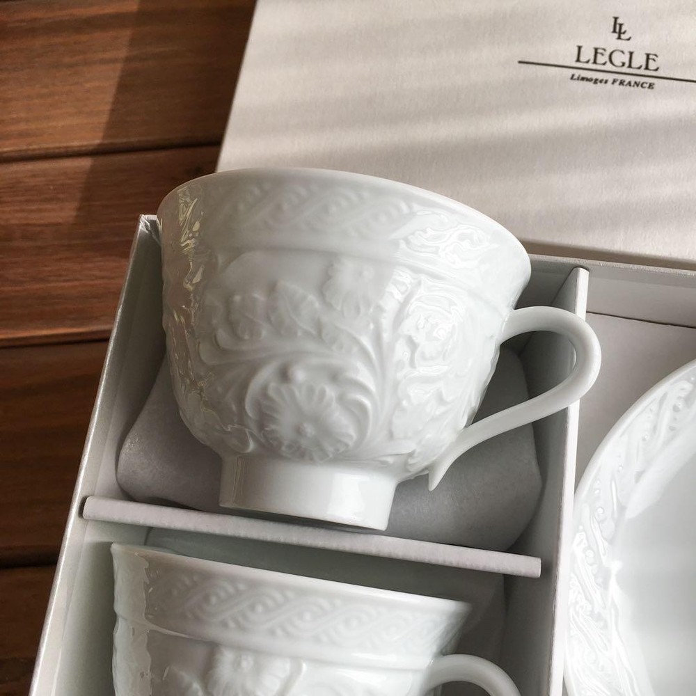 Legle Limoges Cup Saucer Pair Set