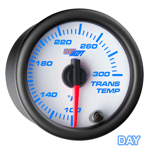 SLIGHTLY USED GLOWSHIFT WHITE 7 COLOR TRANSMISSION TEMPERATURE GAUGE w SENSOR