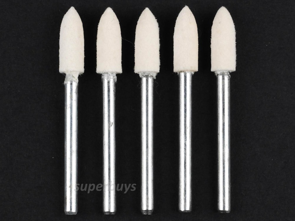 5pcs 5mm Tapered Wool Felt Taper Polishing Buffing Buffer Rotary Drill Bit Tool