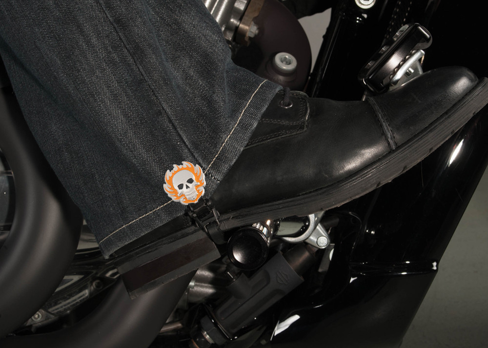 6" Flaming Skull Biker Boot Straps