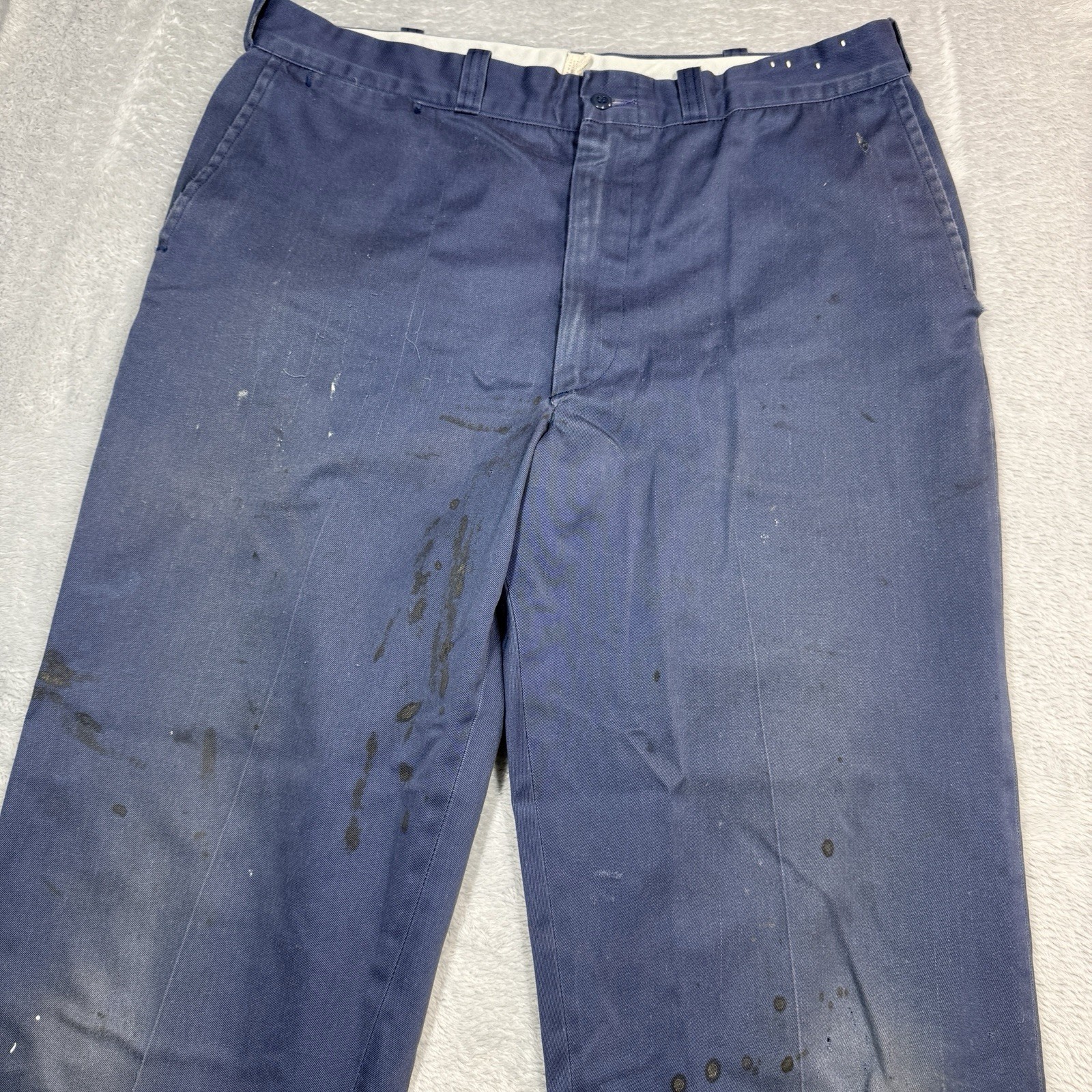 Vintage Lee Chetopa Twill Sanforized Pants Men Fits 34X28 Blue Thrashed Stained