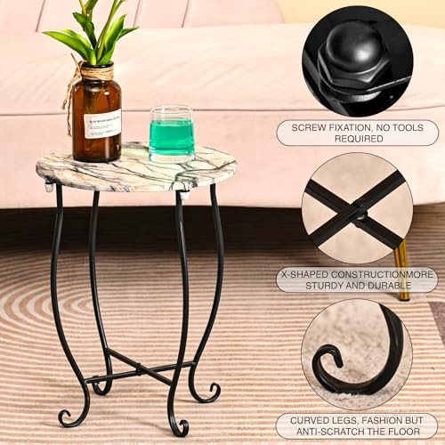 Patio Side Table, Versatile 14" Round Side Table for Balcony Yard Porch