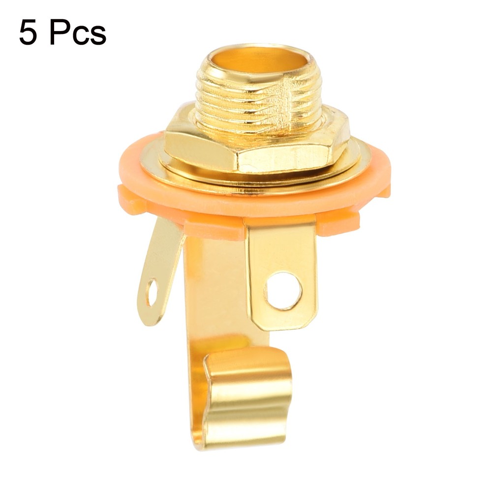 5 x Guitar Input Jack 1/4" Stereo Jack Mono Panel Mount Socket Gold