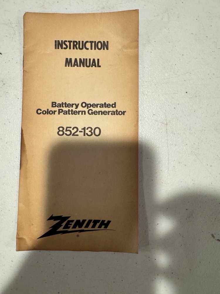 Zenith Color pattern Generator 852-130 Manual Only