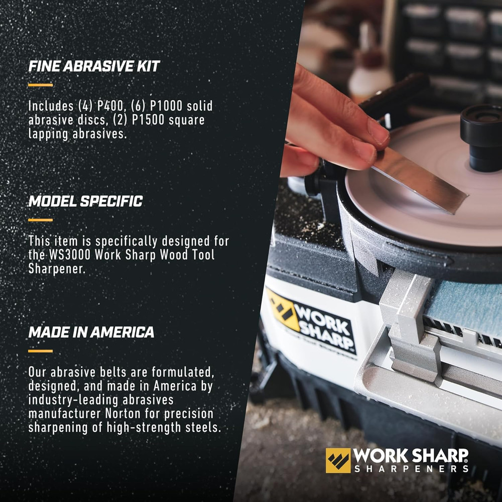 Fine Abrasive Kit for Work Sharp WS3000 Wood Tool Sharpener WSSA0002043