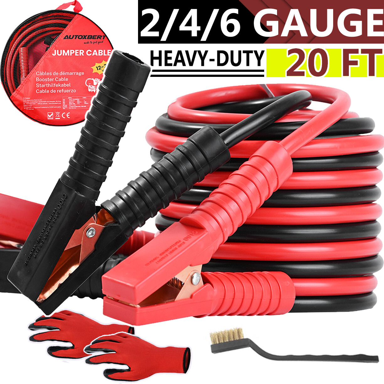 Commercial Grade Jumper Cable HEAVY DUTY Car Battery Booster Kit 4 2 GAUGE 20ft.