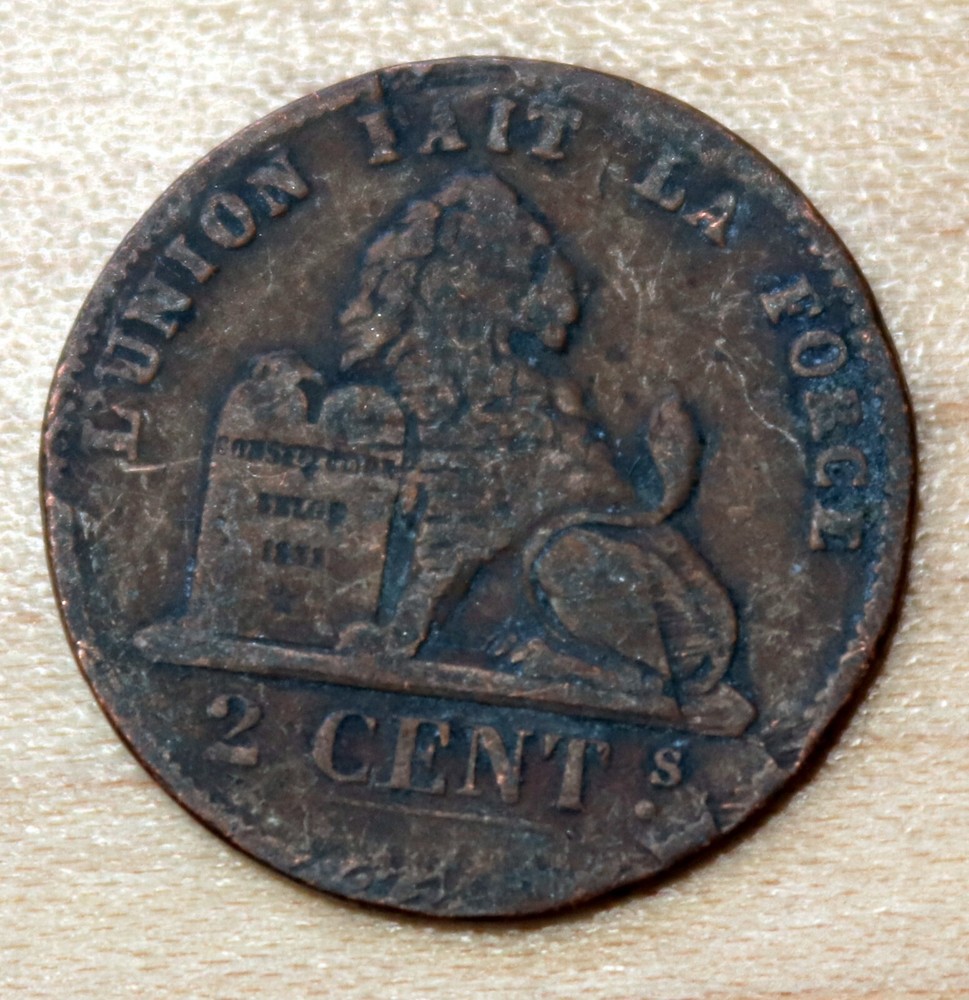 1876 Belgium 2 Centimes