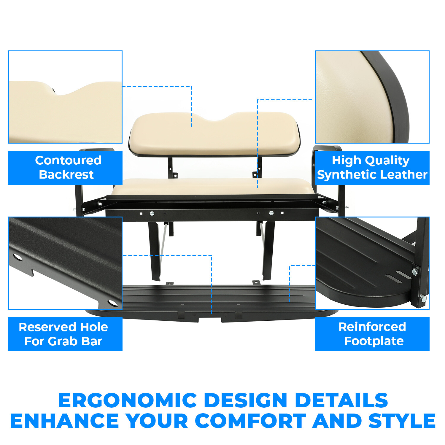 For 07-16 Yamaha Drive G29 Golf Cart Flip Folding Rear Back Seat Kit