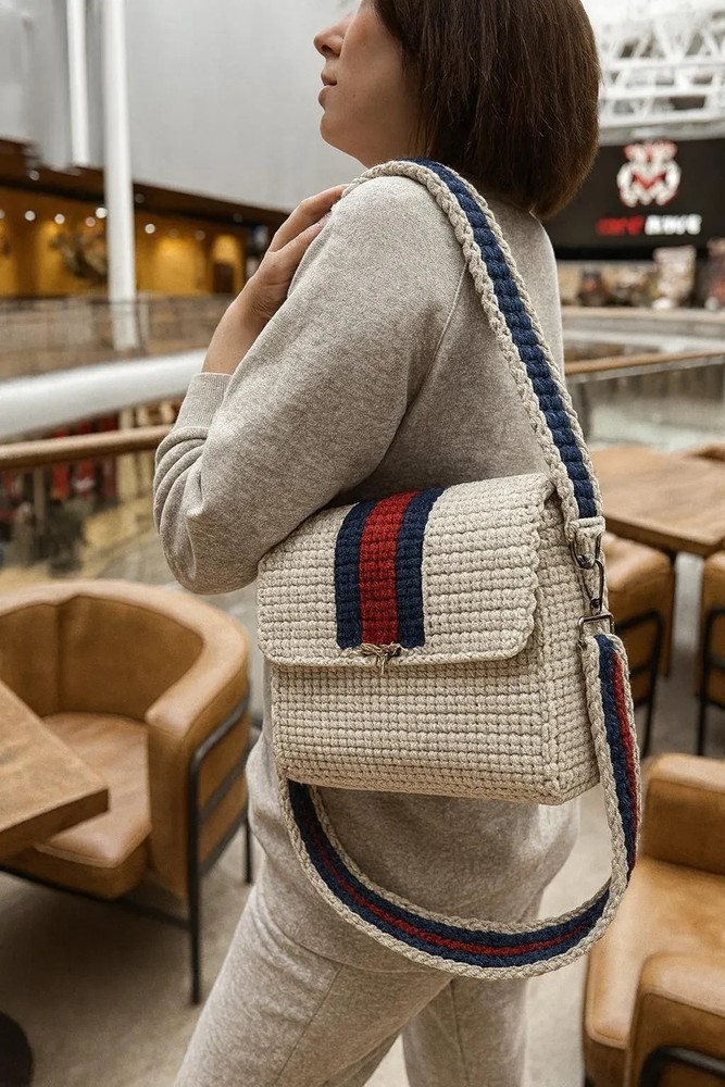 Crochet Crossbody Bag Pattern, Striped Design (PDF Pattern)