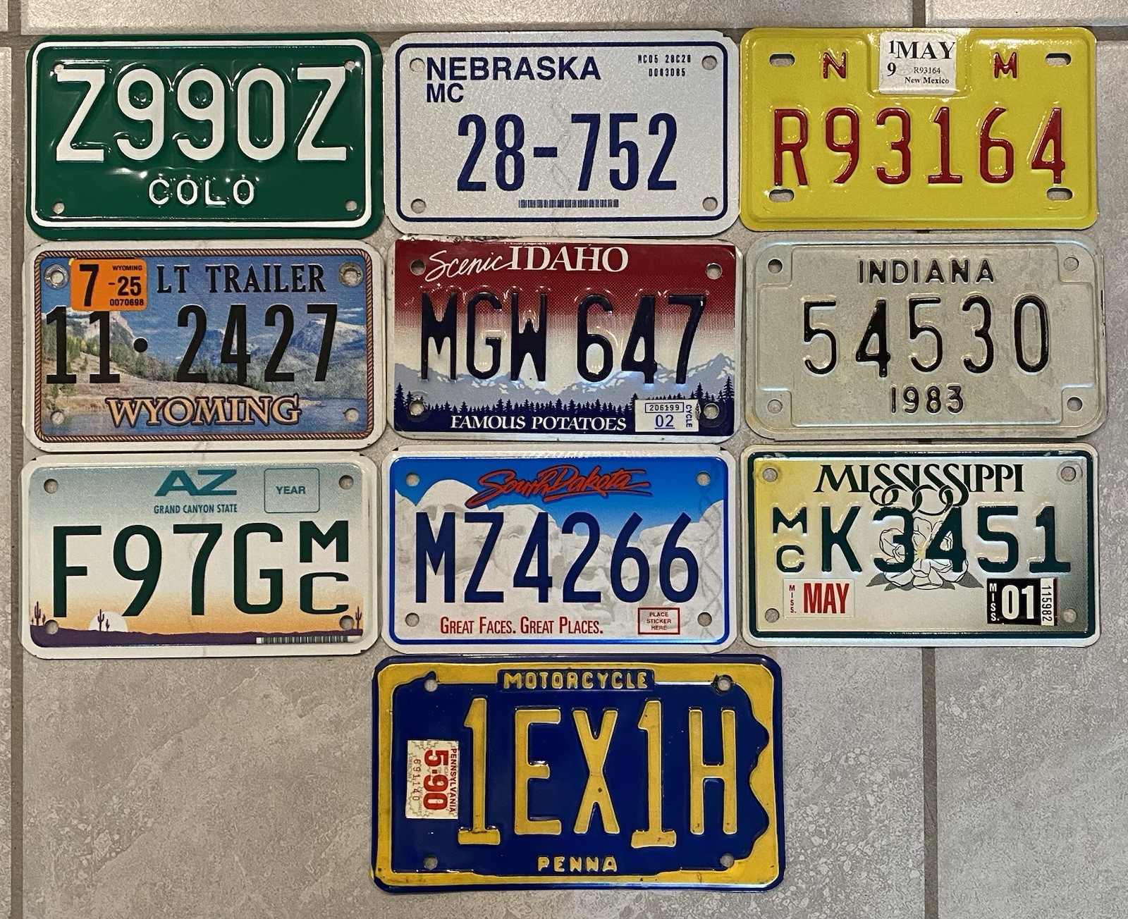 1983-2022 LOT of 10 MOTORCYCLE size License Plates EXPIRED