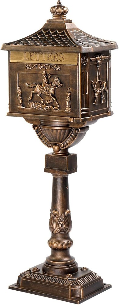 Cast Aluminum Post Mailbox, Locking Residential Mailboxes with Keys, Rust-Proof