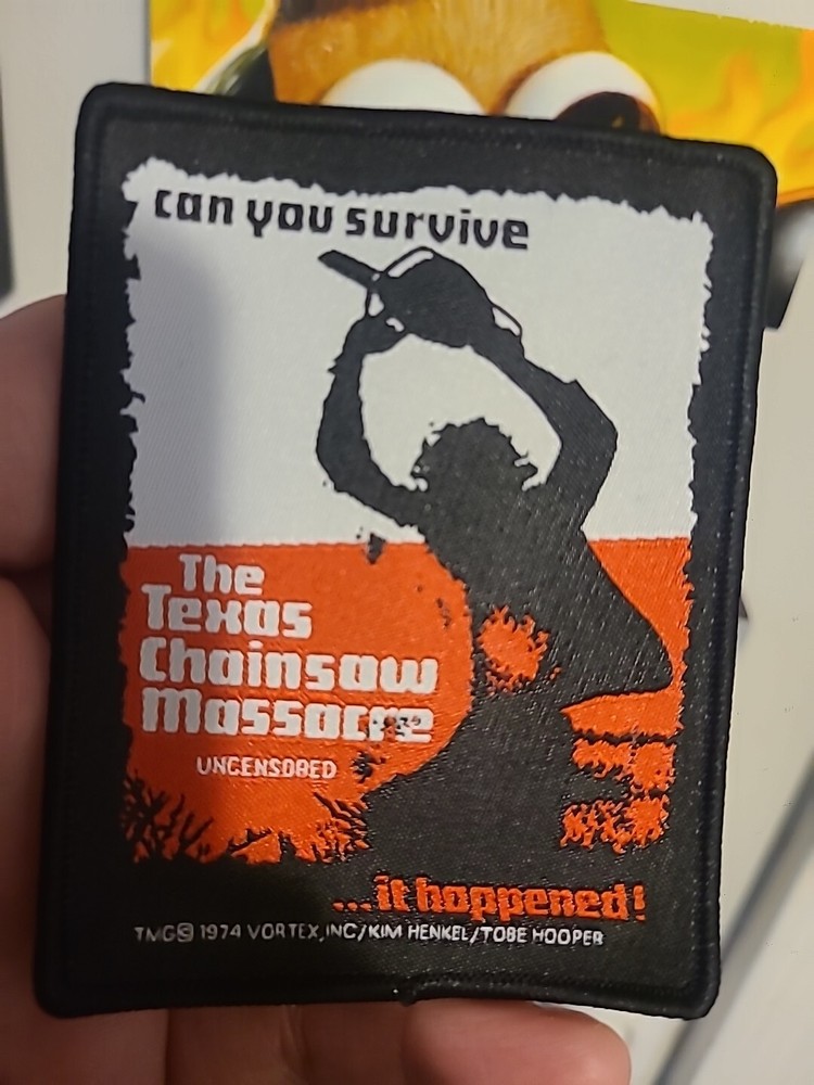 Tobe Hooper The Texas Chainsaw Massacre Back Patch Black Border 4x3 Iron Patch