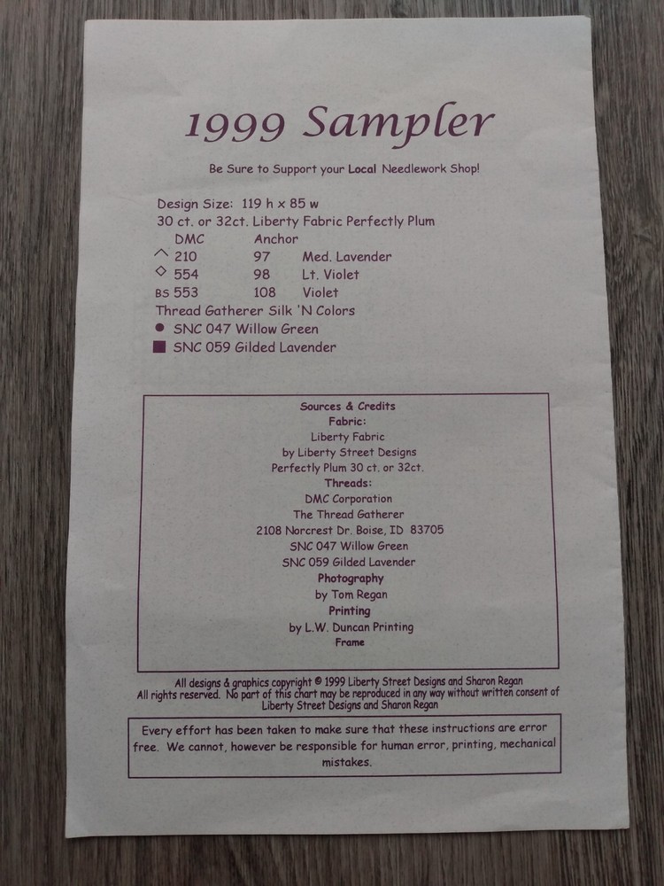 Vintage Sampler Needlepoint Embroidery Pattern 1999 Alphabet Flowers Chart