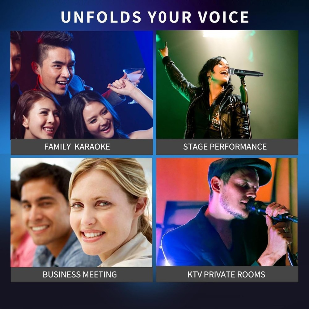 mffmffm UHF Wireless Microphone System - Dual Handheld Dynamic Microphones