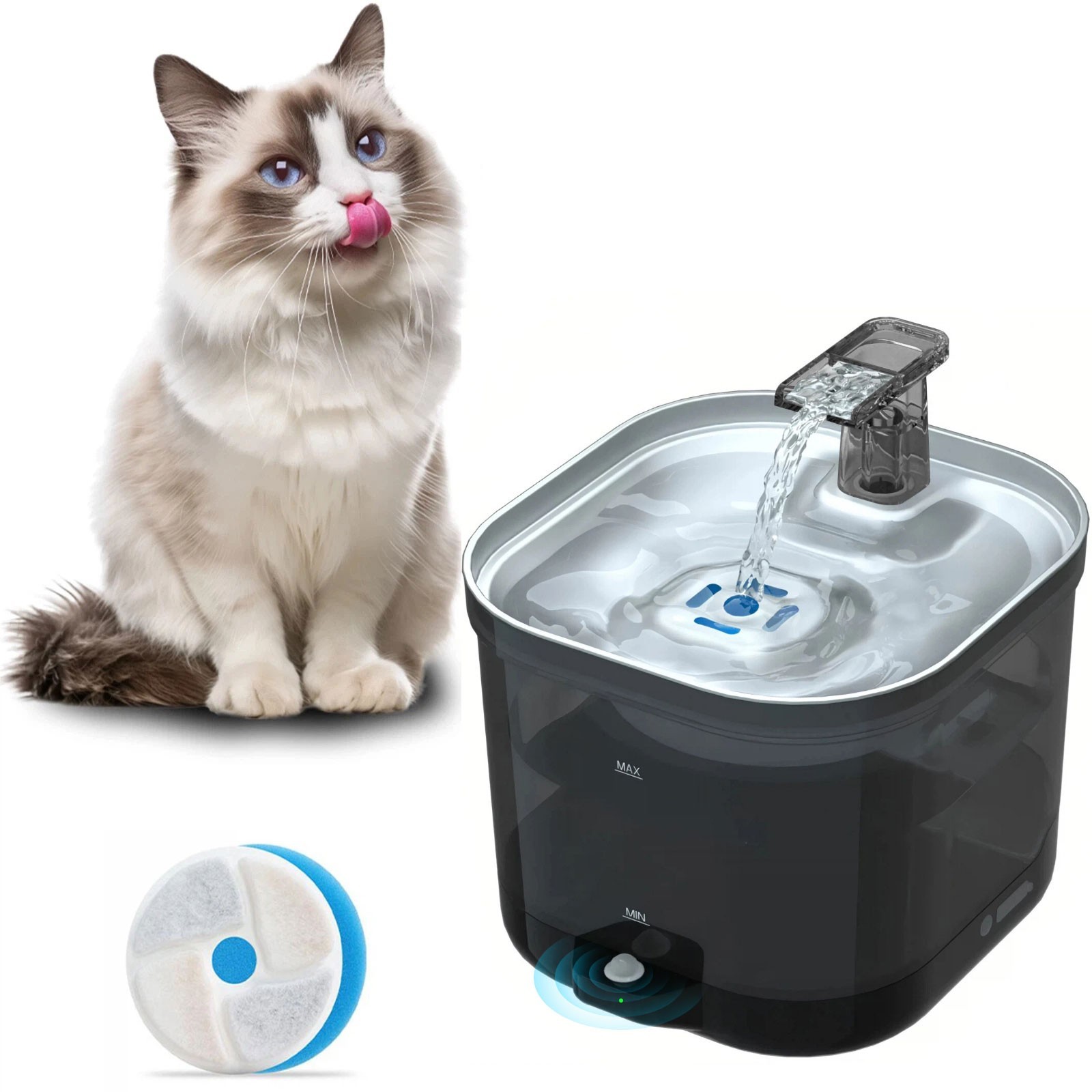 Cordless Cat Water Fountain, Automatic Stainless Steel Pet Fountain for Drinking