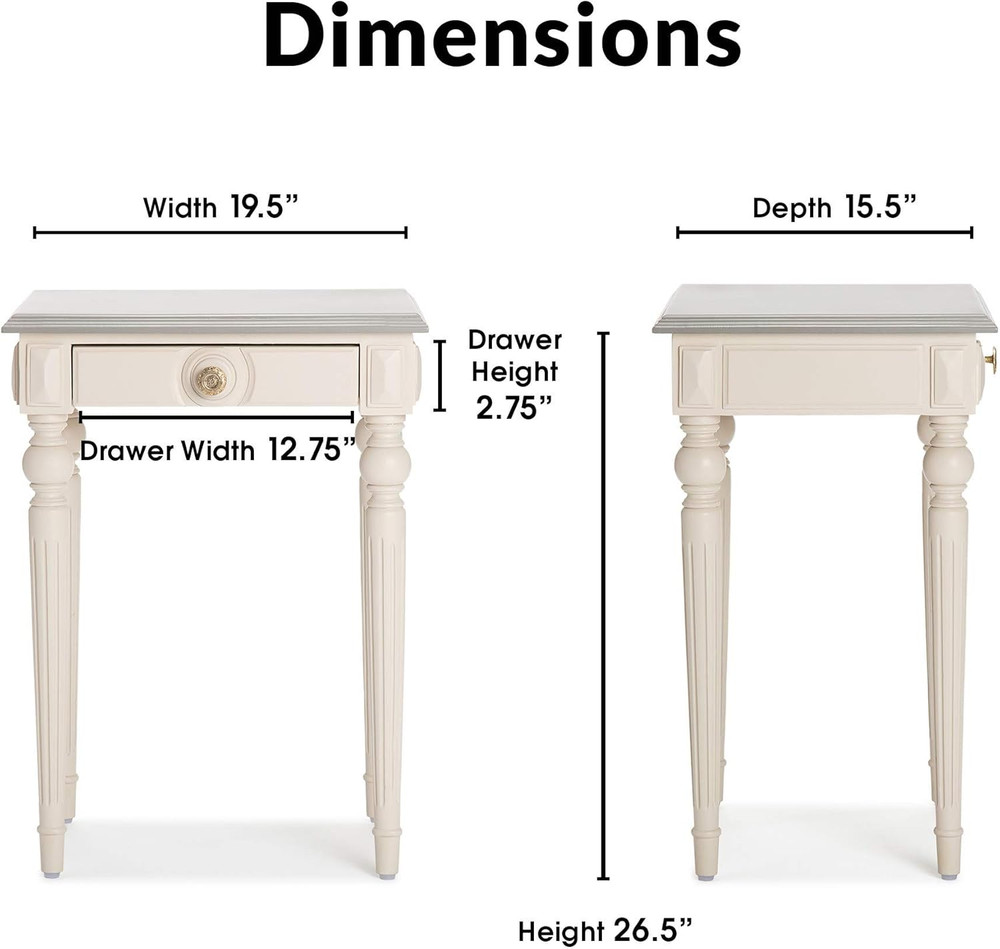 Amos Cream/Gray Bedside Table with Drawer - Fully Assembled Nightstand
