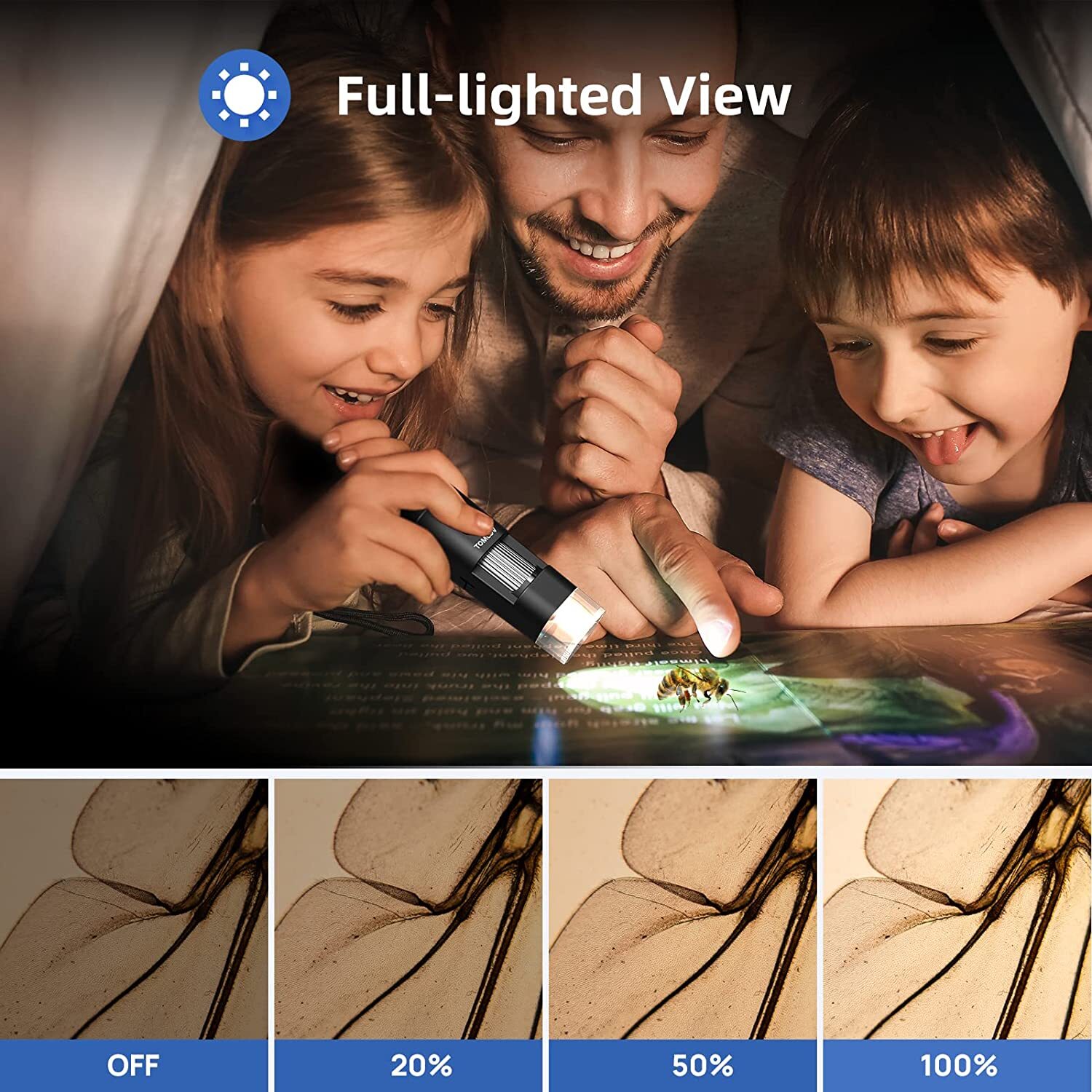TOMLOV Digital Microscope Coin Microscope 50-1000X Magnification Handheld Used