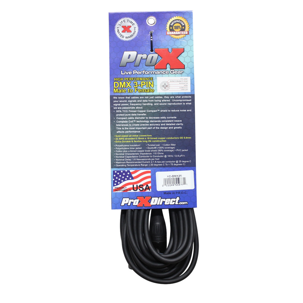 10 ProX 3 Pin 25ft DMX Par Lighting Cable - High Performance Data Cables