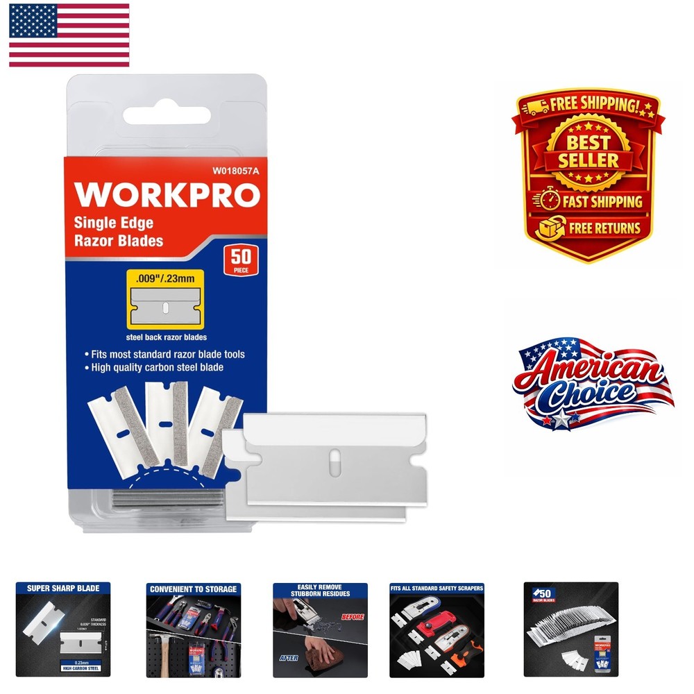 Durable 50-Pack Industrial Scraper Razor Blades – Sharp & Long-Lasting Edges