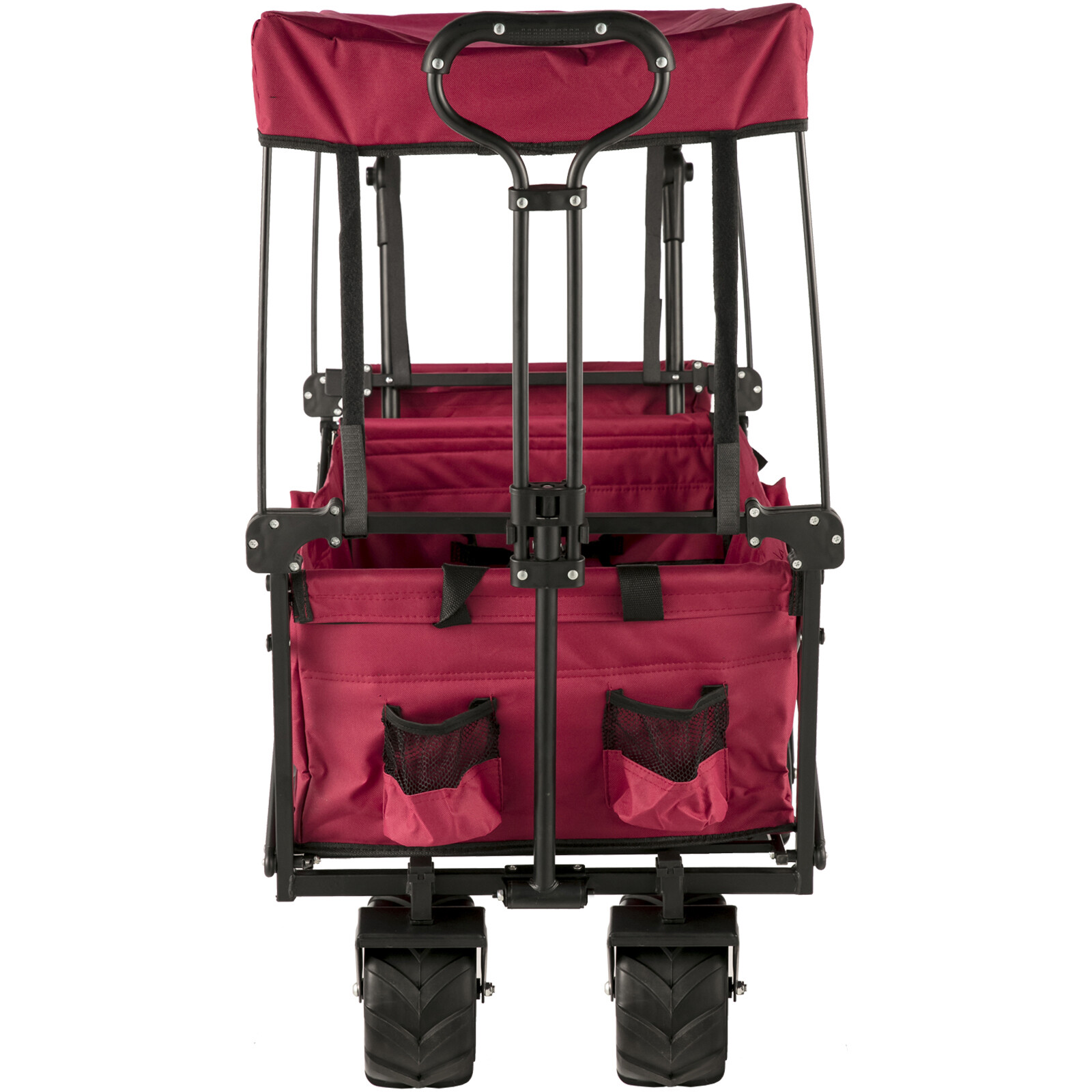 VEVOR Folding Wagon Cart Collapsible Garden Cart w/Canopy 220lbs Capacity Beach