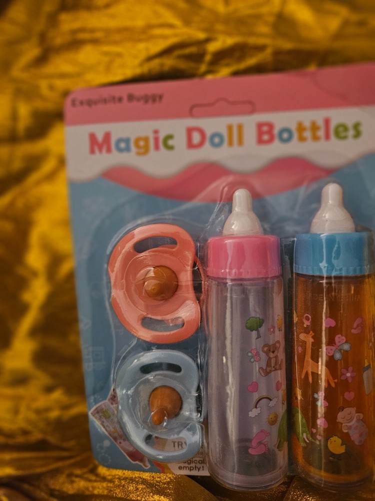NEW - EXQUISITE BUGGY MAGIC DOLL BOTTLES BOTTLE SET Bottles Magically Empty - 3+