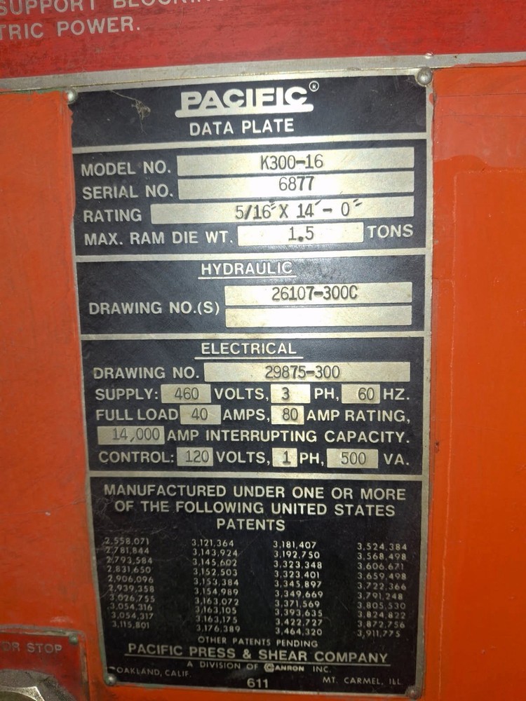 Pacific 16’ 325 Ton Brake