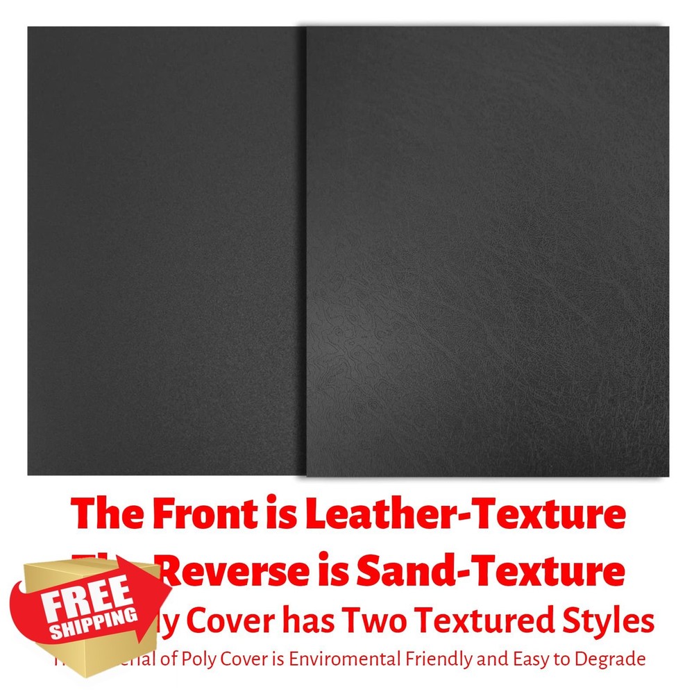 Binditek 50 Pack Leather Polycovers, 8.5x11" Black Presentation Binding Covers
