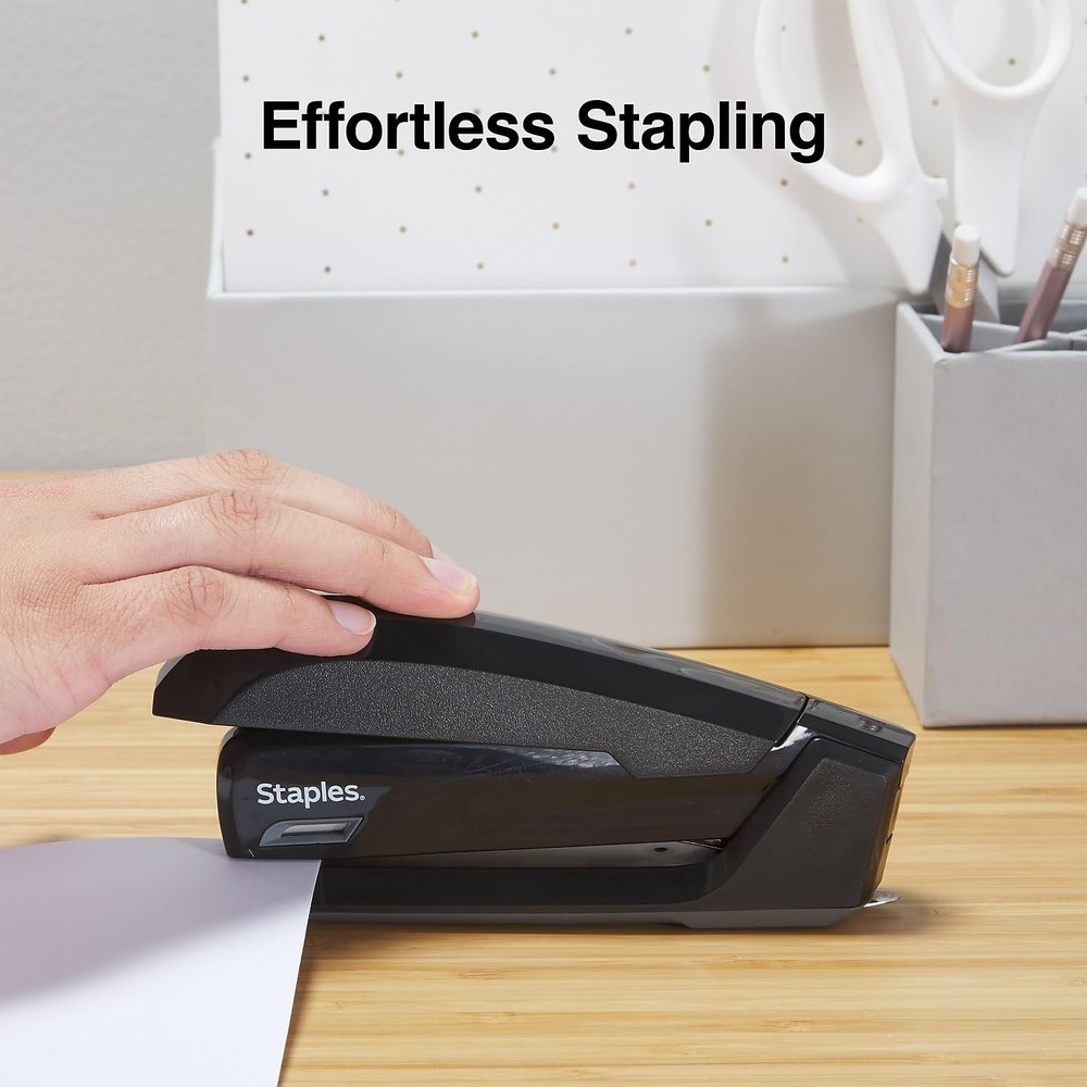 Black Office Staples One Touch Stapler 20 Sheets Capacity With Viewing Window